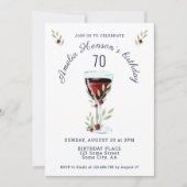 Invitation Rustic Red Wine Rose aquarelle 70e anniversaire (Devant)