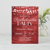 Invitation Rustic Red Wood Bachelorette Party (Debout devant)