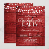Invitation Rustic Red Wood Bachelorette Party (Devant / Derrière)