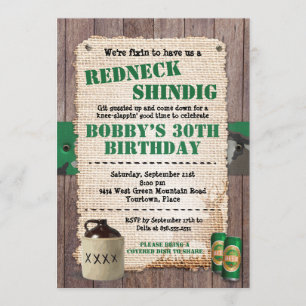 Invitation Rustic Redneck Hillbilly Party