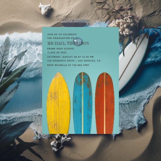 Invitation Rustic Retro Surfer Beach thème de la fête des dip