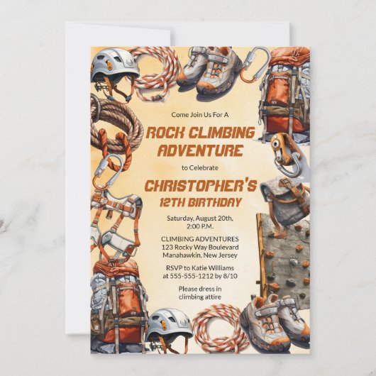 Invitation Rustic Rock Escalade Aventure Anniversaire (Devant)