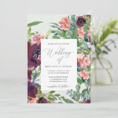 Invitation Rustic Romance Floral Photo Mariage (Debout devant)