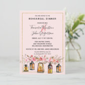 Invitation Rustic Romance Lanterns Rose Dîner de répétition d (Debout devant)