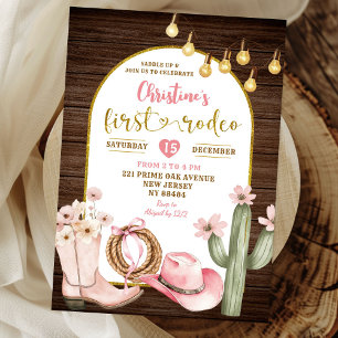 Invitation Rustic Rose Cowgirl Premier Rodéo Premier Annivers