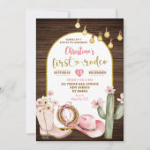 Invitation Rustic Rose Cowgirl Premier Rodéo Premier Annivers (Devant)