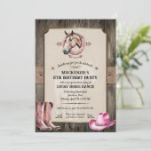 Invitation Rustic Rose équitation fête d'anniversaire (Debout devant)