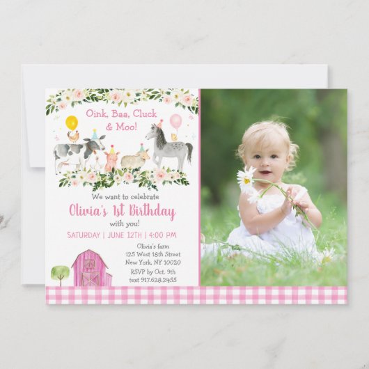 Invitation Rustic Rose Farm Floral 2e anniversaire (Devant)