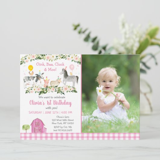 Invitation Rustic Rose Farm Floral 2e anniversaire (Debout devant)