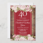 Invitation Rustic Roses 40e Anniversaire (Devant)