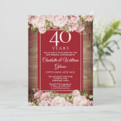 Invitation Rustic Roses 40e Anniversaire (Debout devant)
