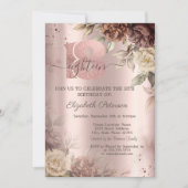 Invitation Rustic Roses Rose Gold 18e Anniversaire (Devant)
