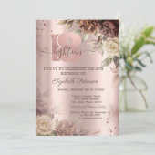 Invitation Rustic Roses Rose Gold 18e Anniversaire (Debout devant)