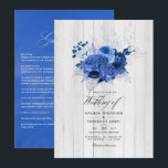 Invitation Rustic Royal Blue et Silver Floral Mariage<br><div class="desc">faire-part de mariage vintage aquarelle fleurie avec bleu royal et argent tendance conçu pour être rapidement et facilement customisé à vos spécificités. Idéal pour un thème ou un mariage de jardin. Le texte GUEST DETAILS au verso est facultatif. Si vous préférez le supprimer, faites défiler vers le bas de "Personnaliser...</div>