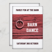 Invitation Rustic Rural Red Bois Barn Party Danse (Devant / Derrière)