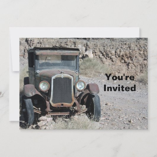 Invitation Rustic Rusted Car Photo Anniversaire (Devant)