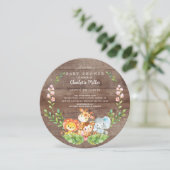 Invitation Rustic Safari Jungle Animaux Baby shower Garçons (Debout devant)