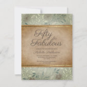 Invitation Rustic Sage Feuille Floral Gold 50e anniversaire (Devant)