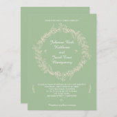 Invitation Rustic Sage Green a décrit le Mariage de couronnes (Devant / Derrière)