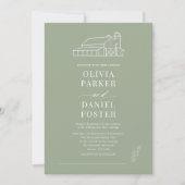 Invitation Rustic Sage Green Barn Farmhouse Wedding (Devant)