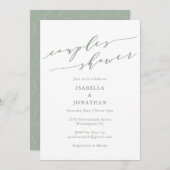 Invitation Rustic Sage Green Botanical Script Couples Shower (Devant / Derrière)