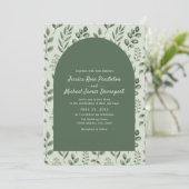 Invitation Rustic Sage Green Leaves Arch Photo Wedding (Debout devant)