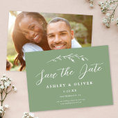 Invitation Rustic Sage Green Photo Fleur sauvage Enregistrer