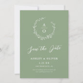 Invitation Rustic Sage Green Photo Fleur sauvage Enregistrer  (Devant)