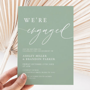Invitation Rustic Sage Green We're Engaged Engagement Party