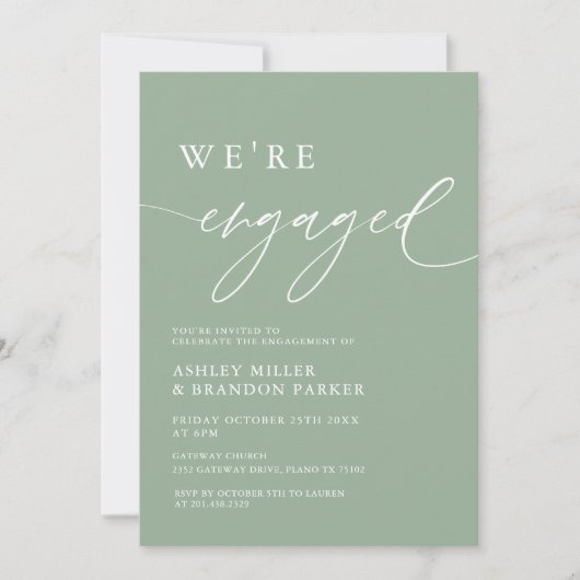Invitation Rustic Sage Green We're Engaged Engagement Party (Devant)