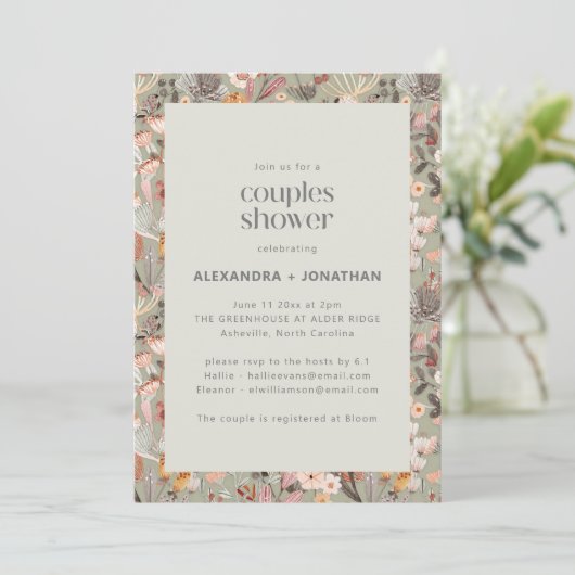 Invitation Rustic Sage Wildflower Botanical Couples Shower (Debout devant)