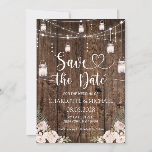 Invitation Rustic Save the Date Wedding (Devant)