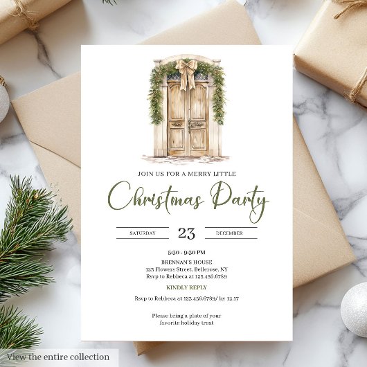 Invitation Rustic Scandinavian Hygge Cozy Christmas Door