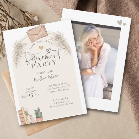 Invitation Rustic School Teacher Retirement Party Photo