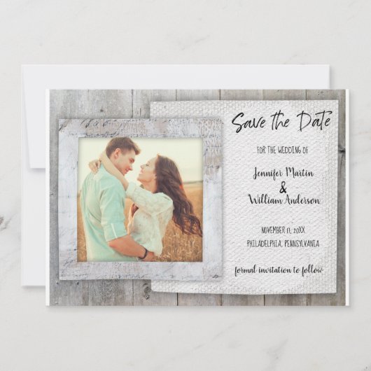 Invitation Rustic Scrapbook Photo Wedding Enregistrer la cart (Devant)
