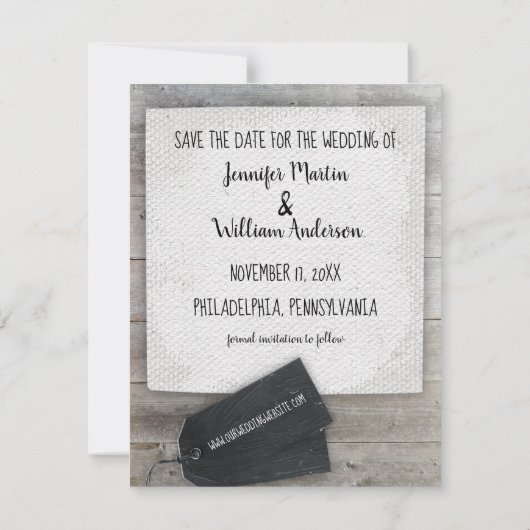 Invitation Rustic Scrapbook Photo Wedding Enregistrer la cart (Dos)