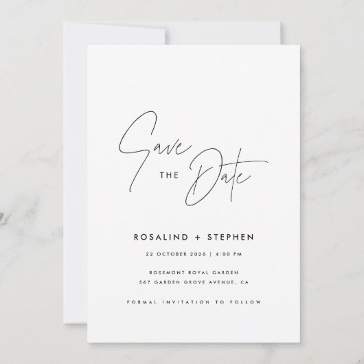 Invitation Rustic Script 2 Photo Mariage Enregistrer La Date (Dos)