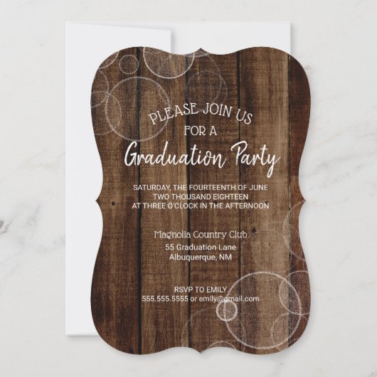 Invitation Rustic Script Gold Bokeh Photo Graduation (Dos)