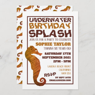 Invitation Rustic Seahorse, fête d'anniversaire aquatique