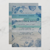 Invitation Rustic Seashells Sea Ocean Beach Dîner de répétiti (Devant / Derrière)