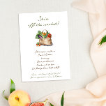 Invitation Rustic She's Off the Market Fête des mariées<br><div class="desc">Rustic She's Off the Market Bridal Shower Invitation avec une aquarelle illustration d'un fourre-tout rempli de légumes. La police est en caractères vert et marron de style écriture.</div>