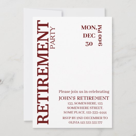 Invitation Rustic Simple Ajouter Détails Partie de retraite p (Devant)
