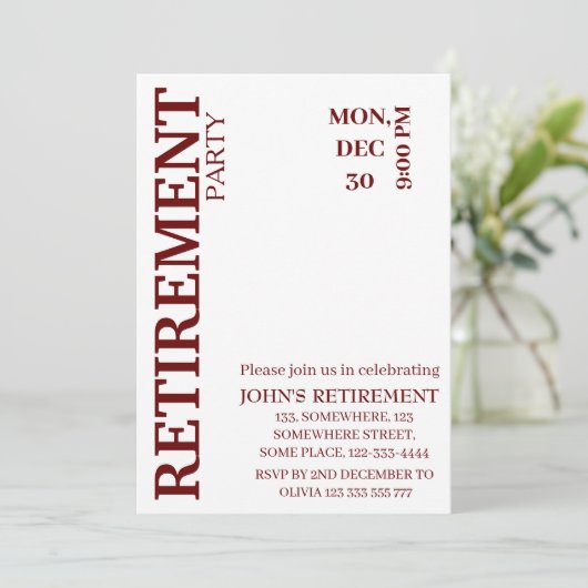 Invitation Rustic Simple Ajouter Détails Partie de retraite p (Debout devant)