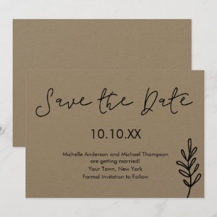 Invitation Rustic Simple Botanical Save the Date
