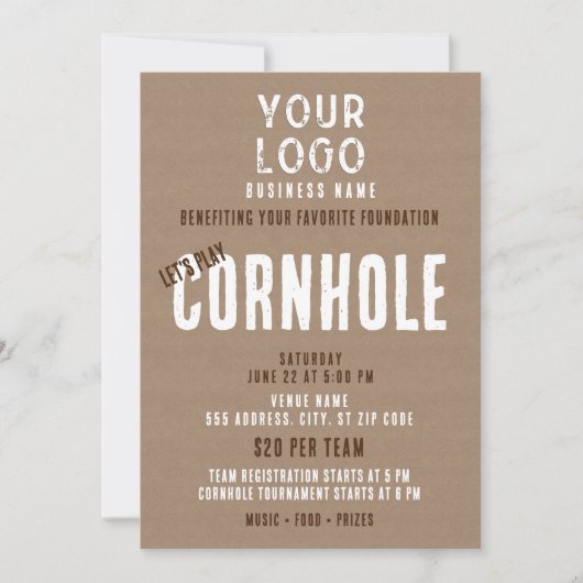Invitation Rustic Simple Business Logo Cornhole collecte de f (Devant)