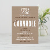 Invitation Rustic Simple Business Logo Cornhole collecte de f (Debout devant)