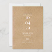 Invitation Rustic Simple Elegant Mariage de date spéciale (Devant)