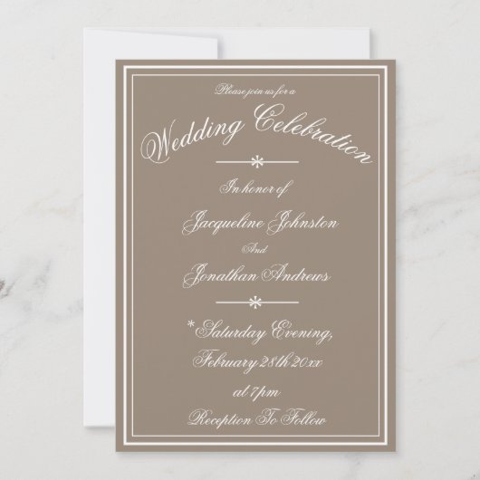 Invitation Rustic Simple Script Name Chic Stone Wedding  (Devant)