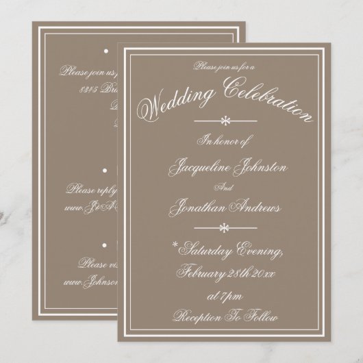 Invitation Rustic Simple Script Name Chic Stone Wedding  (Devant / Derrière)