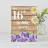 Invitation Rustic sixteen Birthday Invitatio String Wood (Debout devant)